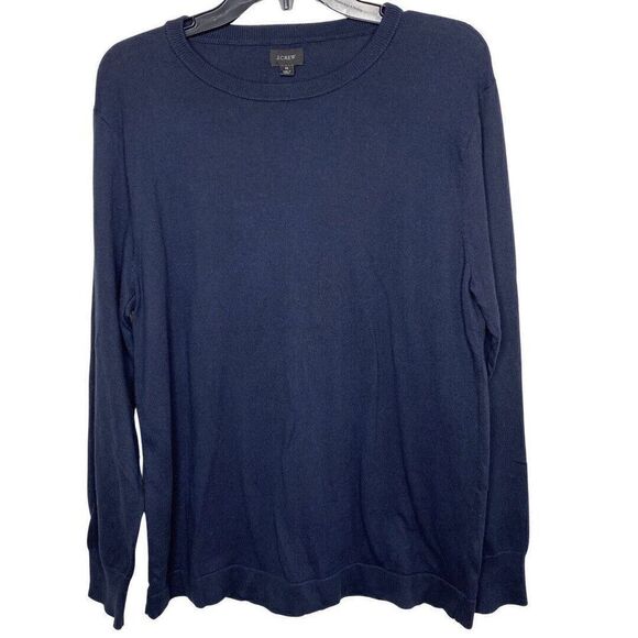 J CREW Mens Blue Crew Neck Pullover Sweater EUC Sz M Cotton Lightweight H3580 - Picture 3 of 10